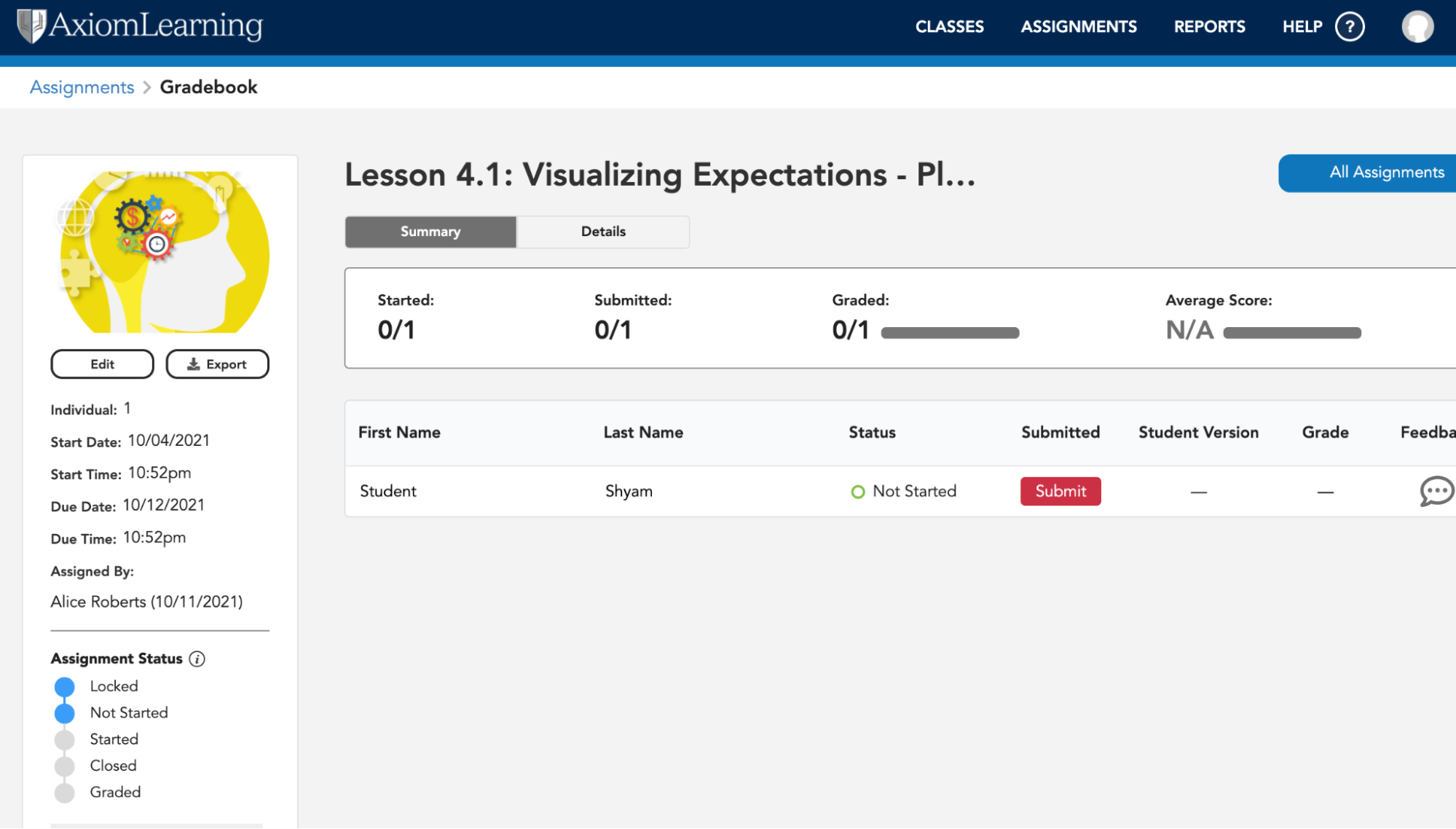 C2C - Teacher Gradebook View